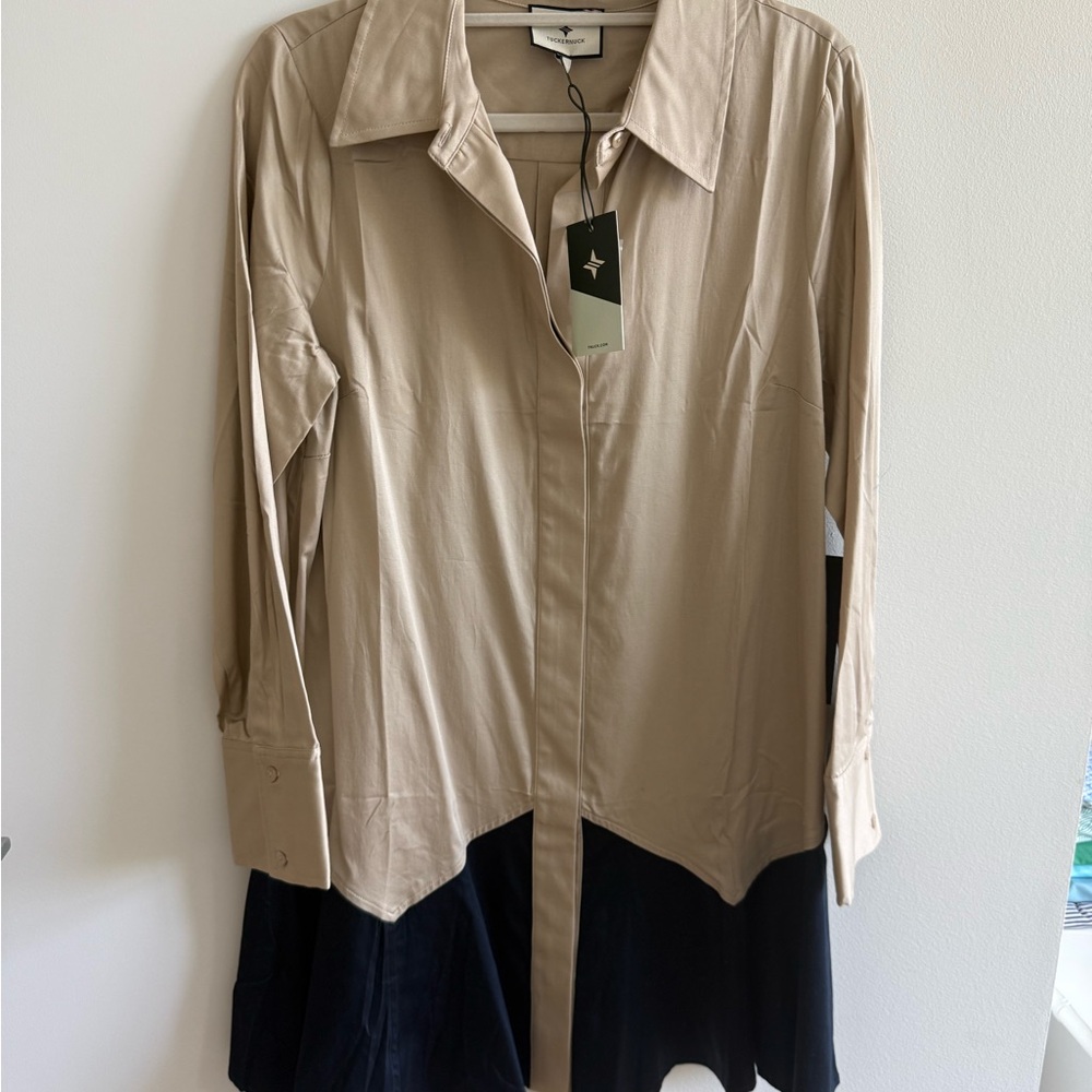 Tuckernuck Beige Long Sleeve Shirt Dress